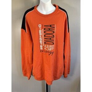 Diadora Graphic Crewneck Sweatshirt Men 2XL Black Side Stripe Logo ORANGE